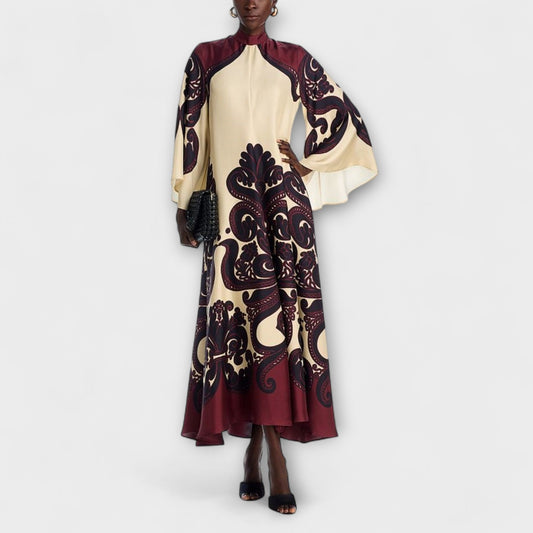 Marianne - Atemhaftes Grenadilla-Print Maxikleid für mühelose Eleganz