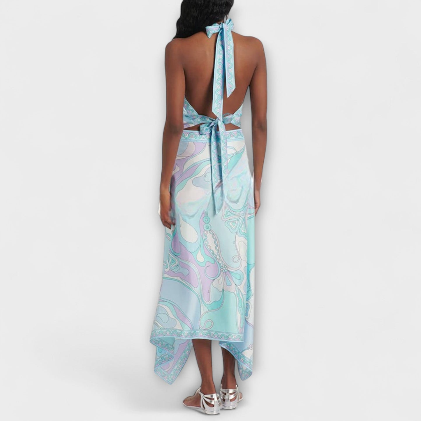 Everly - Set mit Neckholder-Top und asymmetrischem Midi-Rock