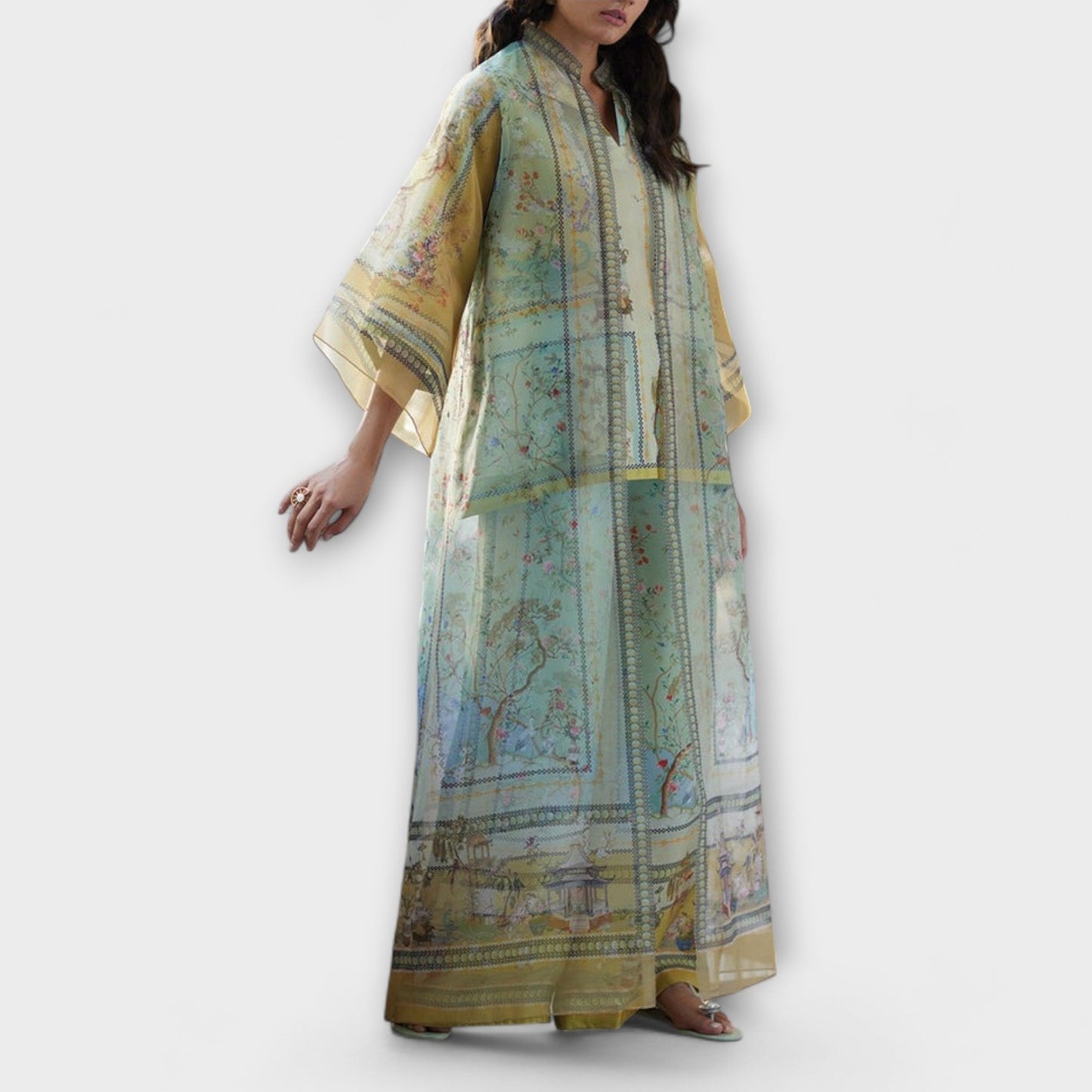 Maria - Digitalprint-Set mit Trompetenärmeln