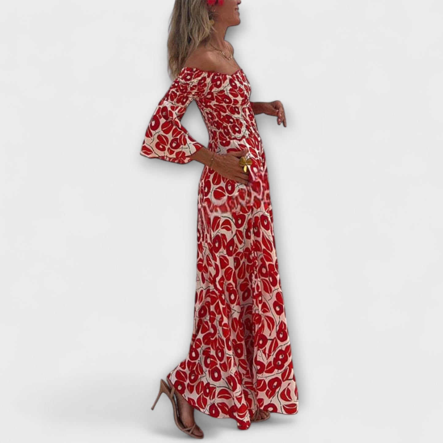 Katharina – Urlaubstaugliches schulterfreies Maxikleid