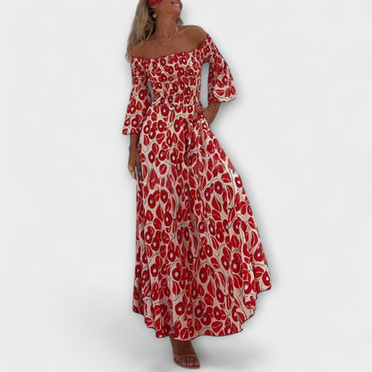 Katharina – Urlaubstaugliches schulterfreies Maxikleid