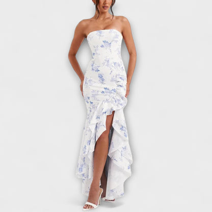 Ulla - Off-Shoulder Slim Fit Maxikleid mit asymmetrischer Taille 