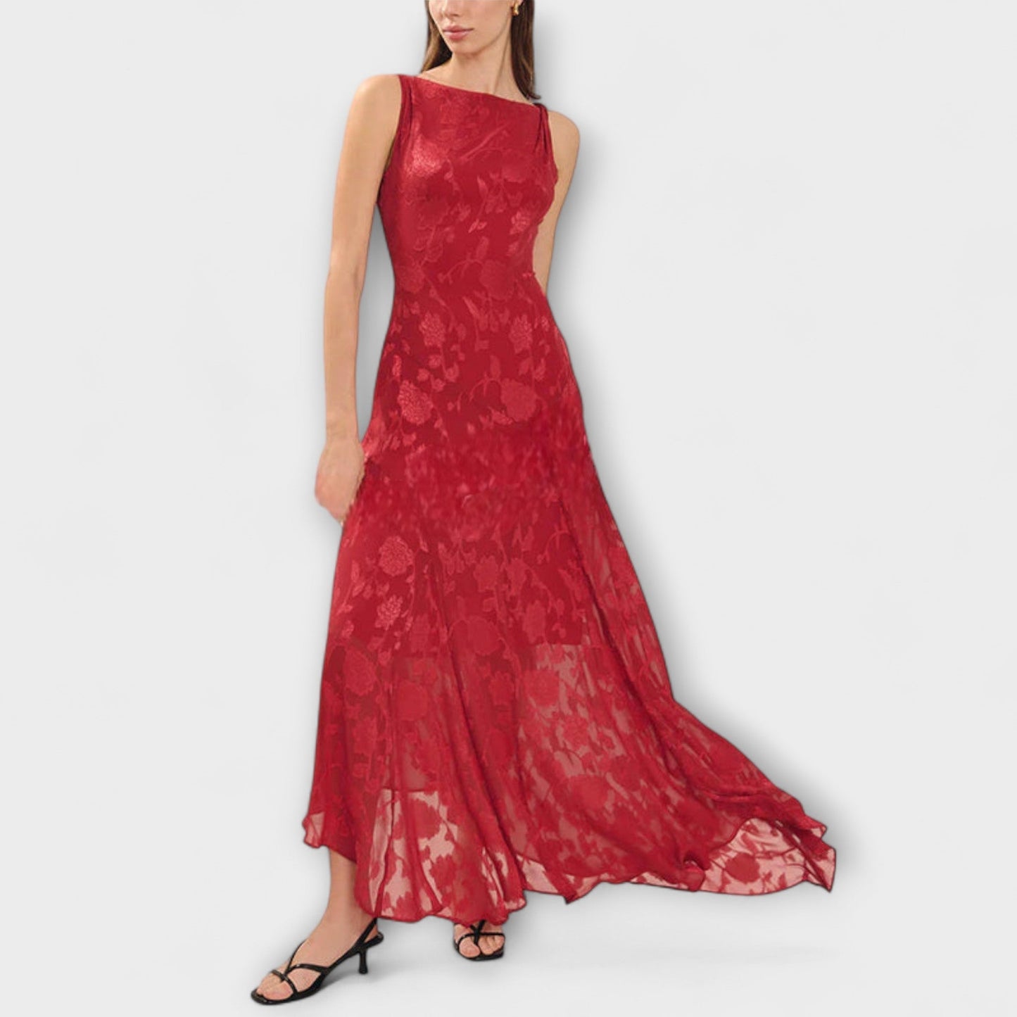Samira - Elegantes Rückenfreies Schnür-Jacquard-Maxikleid
