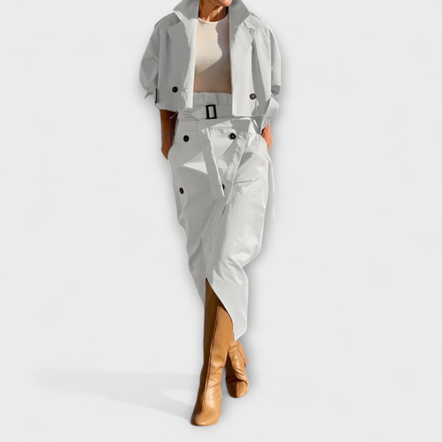 Tilde – Elegantes Set aus Jacke und Midi-Rock mit Taschen