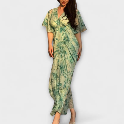 Marlene - Schickes Florales V-Ausschnitt Kleid 