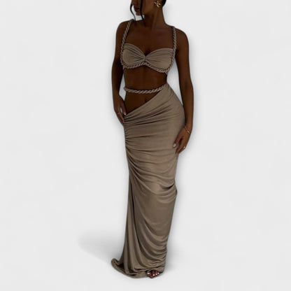 Minka – Stylishes Ombre-Zopfset mit Crop Top &amp; Überrock 