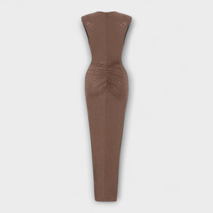 Brigitta - Maxikleid mit tiefem V-Ausschnitt 