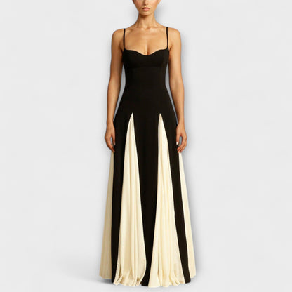 Mona - Klassische Eleganz A-Linie Maxikleid mit Tüllpanelen