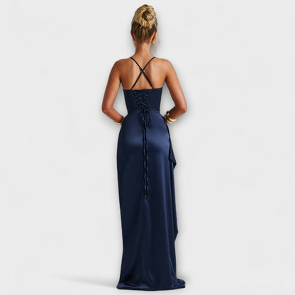 Christa - Marineblaues Maxikleid