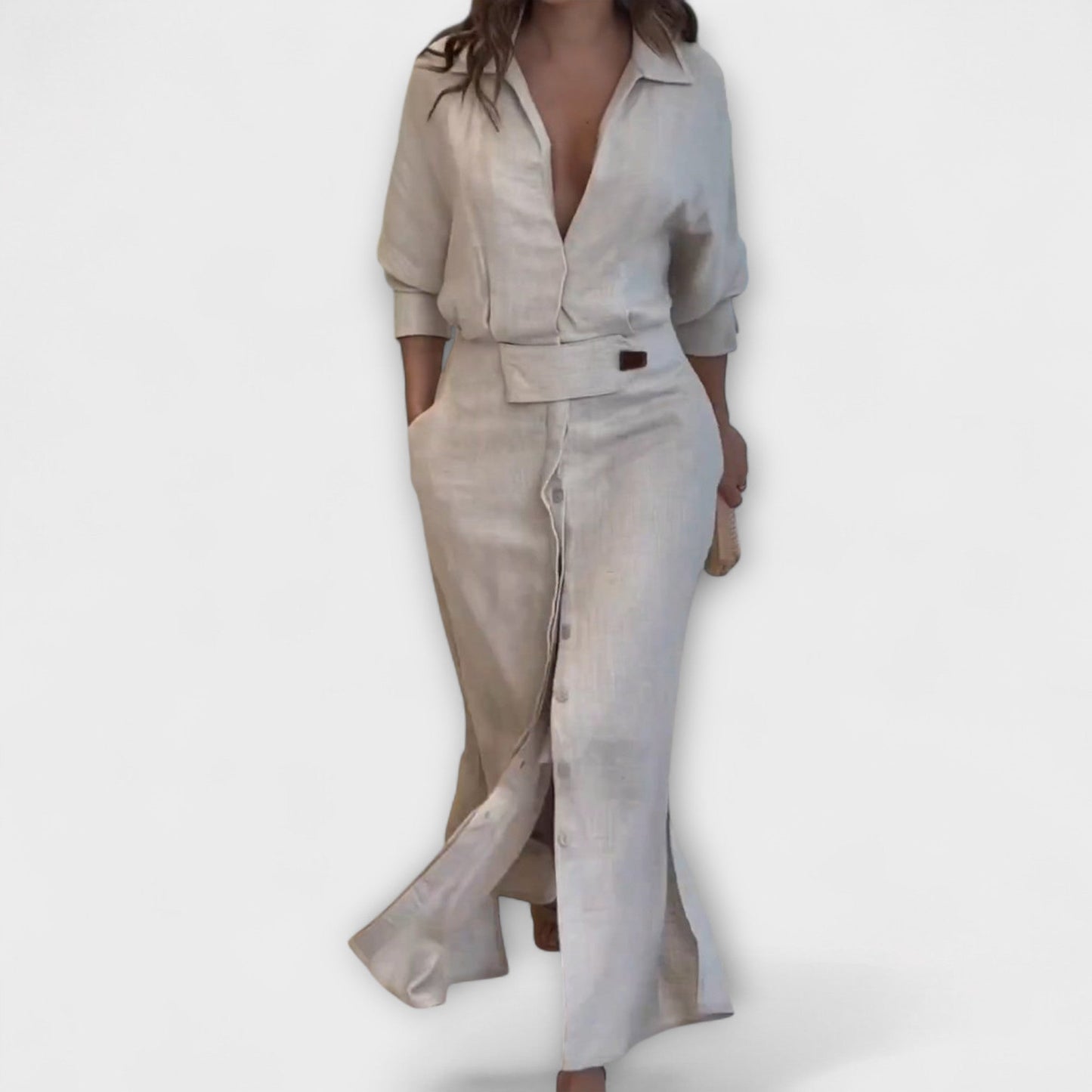 Marit - Maxikleid mit V-Ausschnitt
