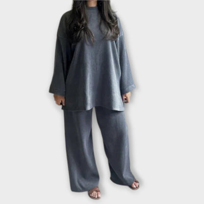 Helene – Zweiteiliges Plus-Size Set Im Gerippten Stil