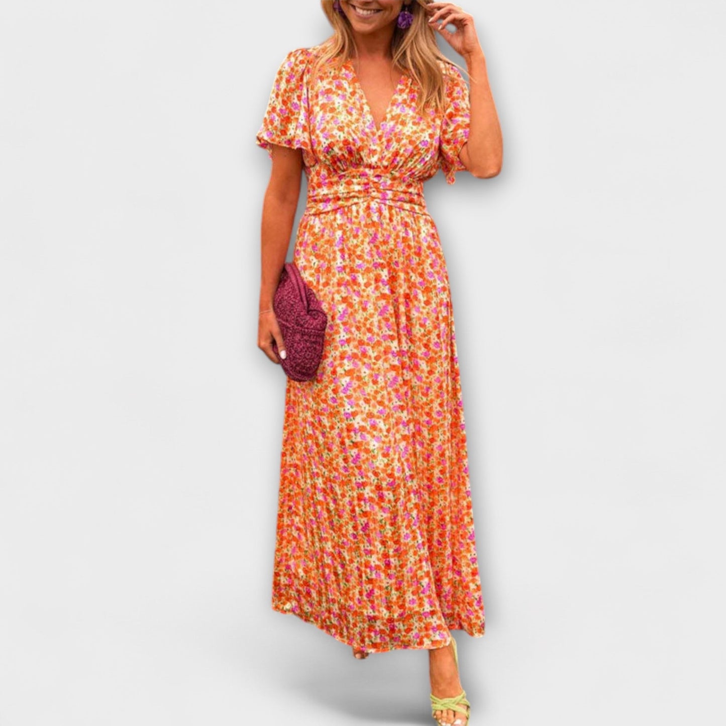 Valentina - Klassisches V-Ausschnitt Kleid 